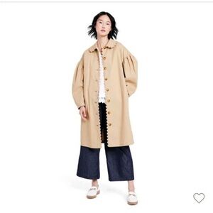 Kika Vargas x Target Beige Scalloped Collar Coat EUC SZ Small